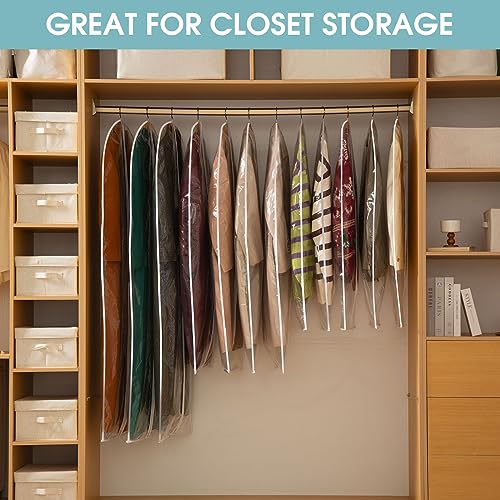 Perber All Clear Garment Bags for Hanging Clothes, 40" Suit Bags for Closet Storage, Plastic Dustproof Suit Cover Bags, Clothes Protectors Bag with zipper for Coats, Jackets, Shirts（10 Packs） - Image 5