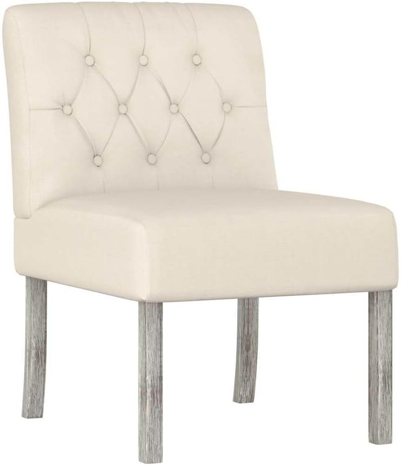 vidaxl Armchair without Armrests, Living Room Chair with Backrest, Living Room Furniture, Interior Home Seat, Linen Button Design - Image 1
