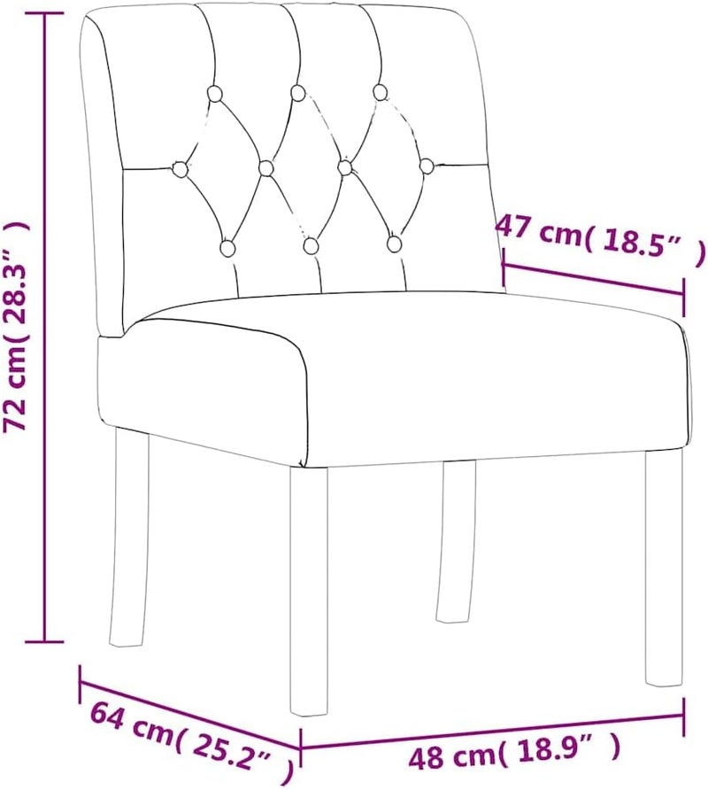 vidaxl Armchair without Armrests, Living Room Chair with Backrest, Living Room Furniture, Interior Home Seat, Linen Button Design - Image 3