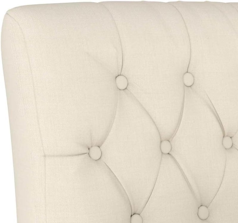 vidaxl Armchair without Armrests, Living Room Chair with Backrest, Living Room Furniture, Interior Home Seat, Linen Button Design - Image 5