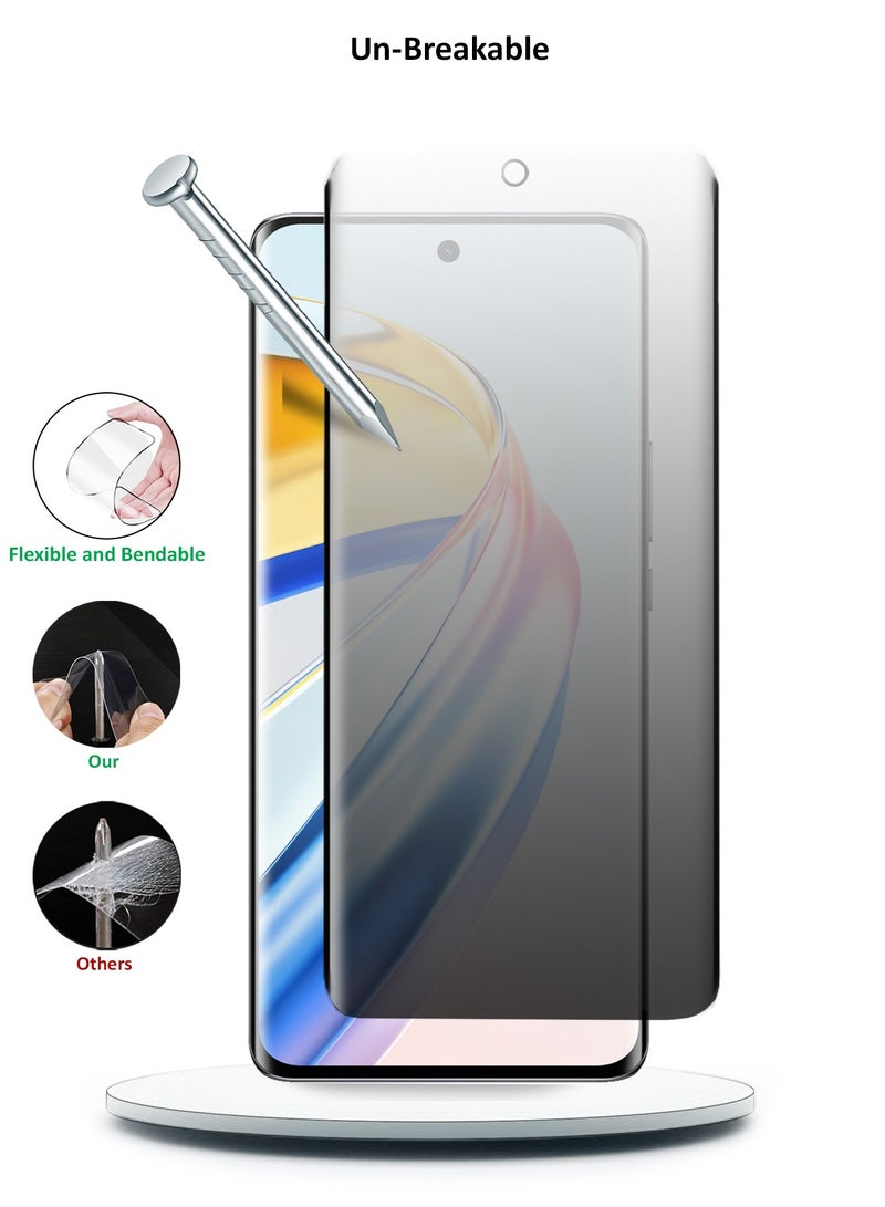 Wtech Honor X9b 5G 2023 - Nano Ceramic Privacy Full Glue Full Cover Matte Flexible Screen Protector (MSCNMP) - Clear/Black - Image 4