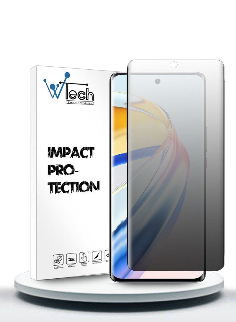 Wtech Honor X9b 5G 2023 - Nano Ceramic Privacy Full Glue Full Cover Matte Flexible Screen Protector (MSCNMP) - Clear/Black - Image 1