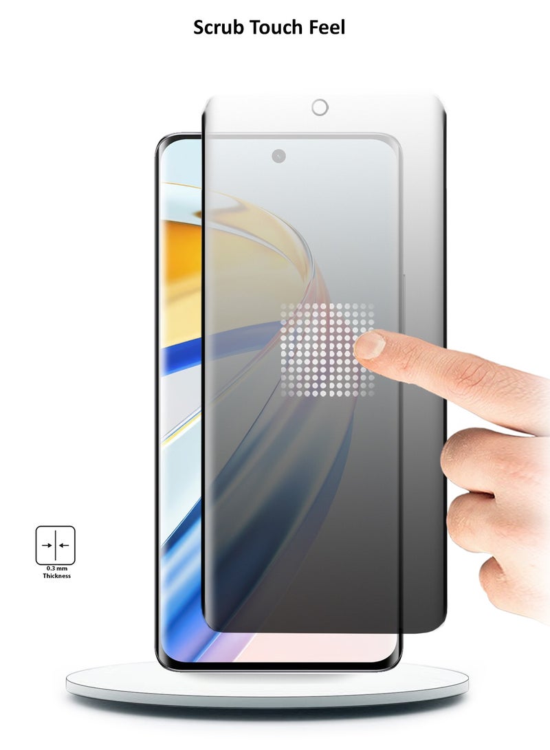 Wtech Honor X9b 5G 2023 - Nano Ceramic Privacy Full Glue Full Cover Matte Flexible Screen Protector (MSCNMP) - Clear/Black - Image 2