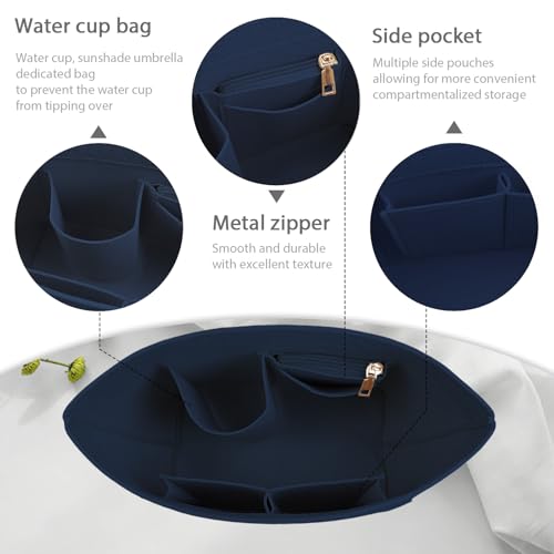 Lckaey Purse Organizer Insert For Longchamp Le Pliage Inserts With Zipper Handbag Felt Insert Tote Bag Organizador Y012-navyblue-L - Image 2