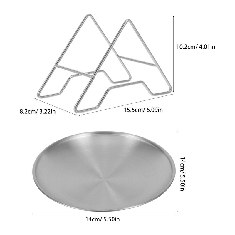 Stainless Steel 14cm Round Dinner Plates With Storage Rack Set of 6 For Appetizer Dessert - Image 3