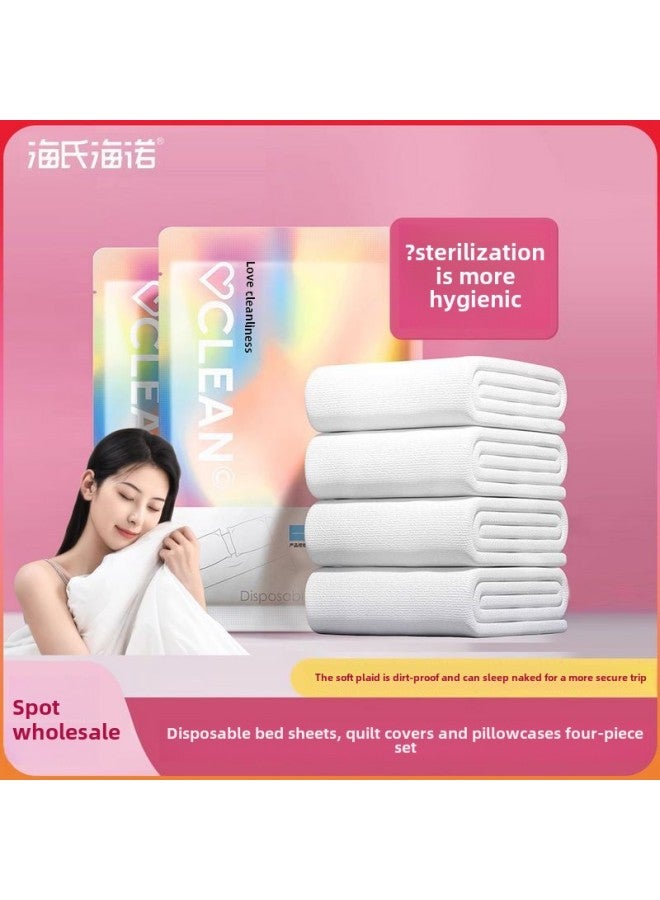Heinobo Disposable Bed Sheet Quilt Cover Pillowcase Quilt Cover Four-piece Travel Bedding Towels Bath Towels Sleeping Bag-Color: 70*140cm Thickened Soft Towel 1  - Image 2