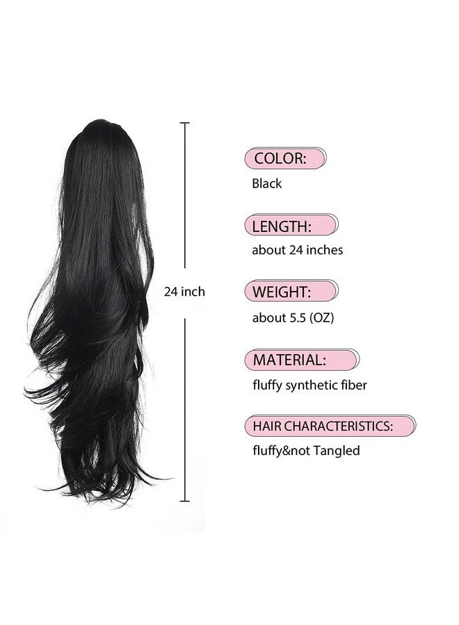 HSPJHTM Ponytail Extension Black Hair Extensions Extension Claw For Women Curly Piece 24" Synthetic Pony Tail Very Long & Voluminous Curled Wavy Heatresisting - Image 4