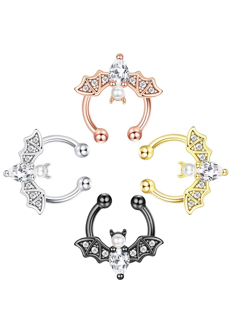 KASTWAVE Faux Septum Ring for Women Men Stainless Steel Fake Septum Piercing Jewelry Non-Pierced Clip On Nose Ring Hoop - Image 1