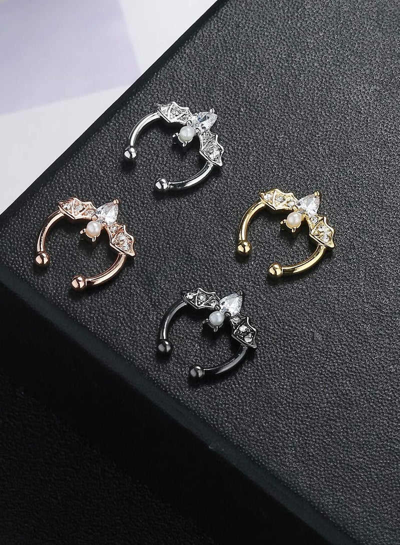 KASTWAVE Faux Septum Ring for Women Men Stainless Steel Fake Septum Piercing Jewelry Non-Pierced Clip On Nose Ring Hoop - Image 3