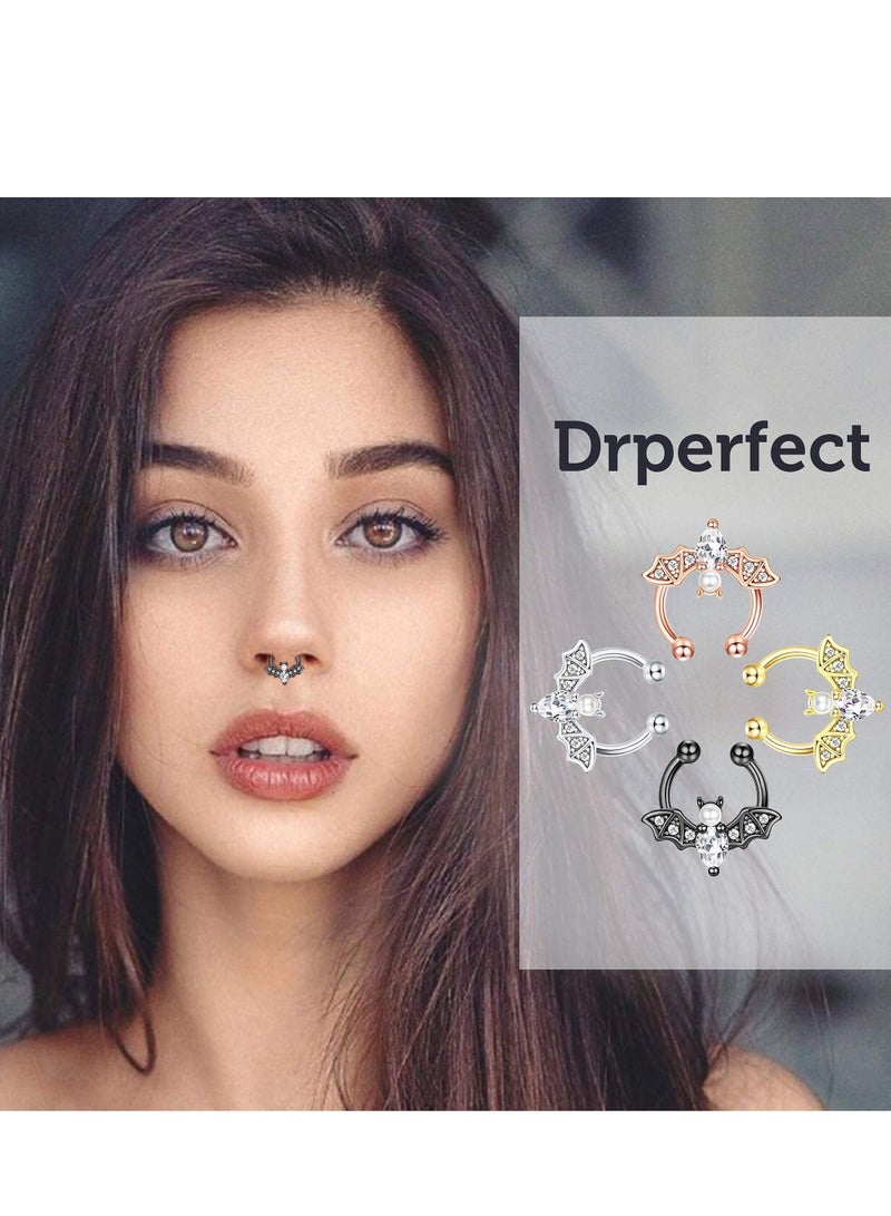 KASTWAVE Faux Septum Ring for Women Men Stainless Steel Fake Septum Piercing Jewelry Non-Pierced Clip On Nose Ring Hoop - Image 2