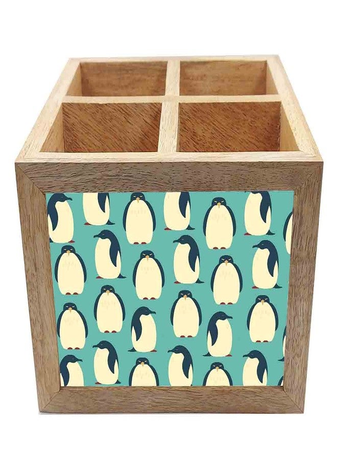 Nutcase Wooden Cutlery Stand Holder Silverware Caddy Spoons Forks Knives Organizer for Dining Table & Kitchen -Made in India-Spoons NOT Included - Pengwin - Image 3