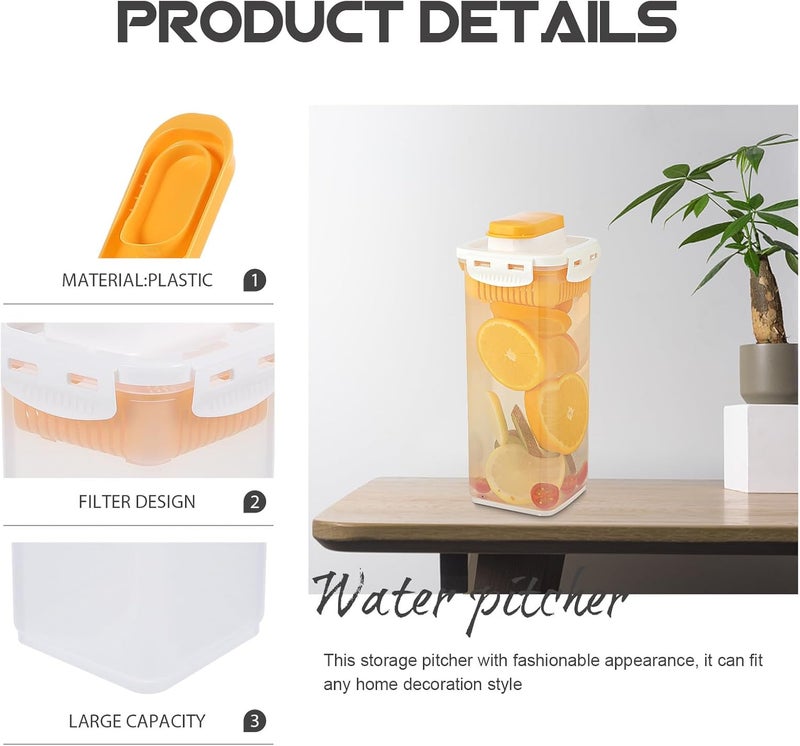 IMIKEYA Water Pitcher with Lid 1700ml Plastic Juice Jug Iced Tea Pitcher for Refrigerator Household Beverage Serveware - Image 2