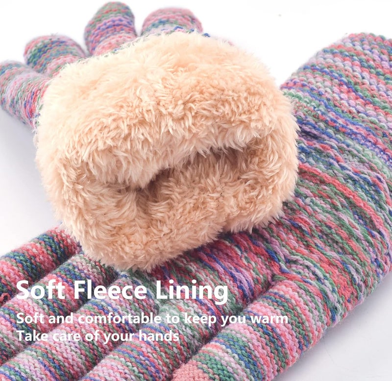 FENELY Women's Winter Warm Touch Screen Gloves Womens Thermal Cable Knit Wool Fleece Lined Glove for Cold Weather - Image 3