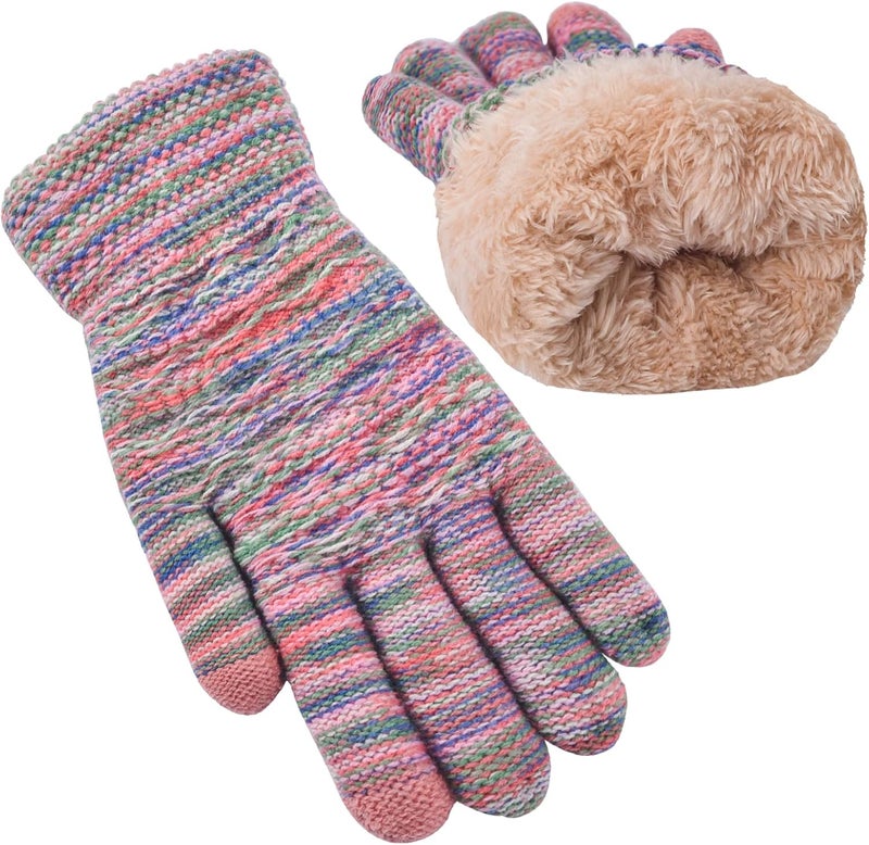 FENELY Women's Winter Warm Touch Screen Gloves Womens Thermal Cable Knit Wool Fleece Lined Glove for Cold Weather - Image 1