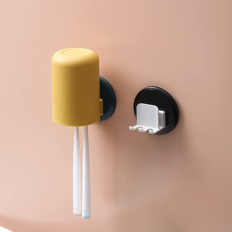 QERINKLE Toothbrush Holder Wall Mounted, Self Adhesive Toothbrush Holder for Bathroom, Mouthwash Dispenser with Cup Holder (ROUND SHAPE BRUSH HOLDER) - Image 1