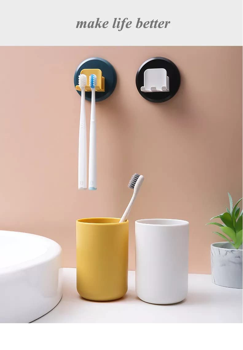 QERINKLE Toothbrush Holder Wall Mounted, Self Adhesive Toothbrush Holder for Bathroom, Mouthwash Dispenser with Cup Holder (ROUND SHAPE BRUSH HOLDER) - Image 5
