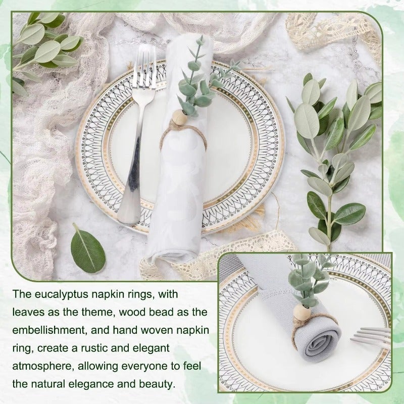 6PCS Holiday Table Decor Eucalyptus Leaf Napkin Rings For Thanksgiving Banquets Restaurants And Elegant Table Arrangements - Image 3