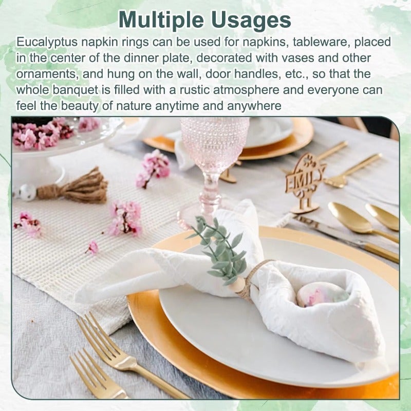 6PCS Holiday Table Decor Eucalyptus Leaf Napkin Rings For Thanksgiving Banquets Restaurants And Elegant Table Arrangements - Image 5
