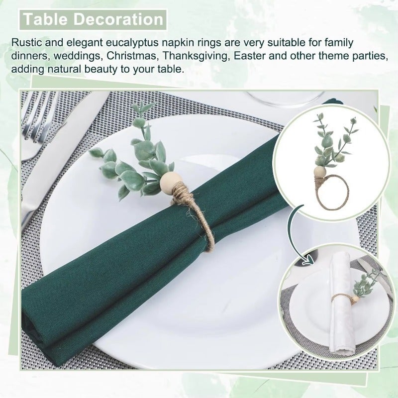 6PCS Holiday Table Decor Eucalyptus Leaf Napkin Rings For Thanksgiving Banquets Restaurants And Elegant Table Arrangements - Image 4