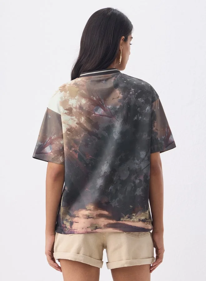 The Souled Store Multi Dog Print Oversized Jersey T-Shirt