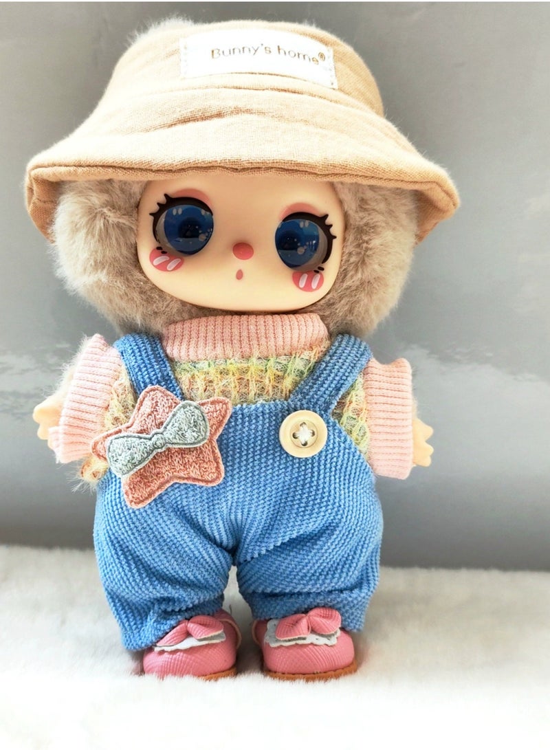 Labubu cloth (not inclued the doll) for labubu v2 labubu v1 Lila pendant overalls rainbow sweater baby clothes pink top and blue pants - Image 5