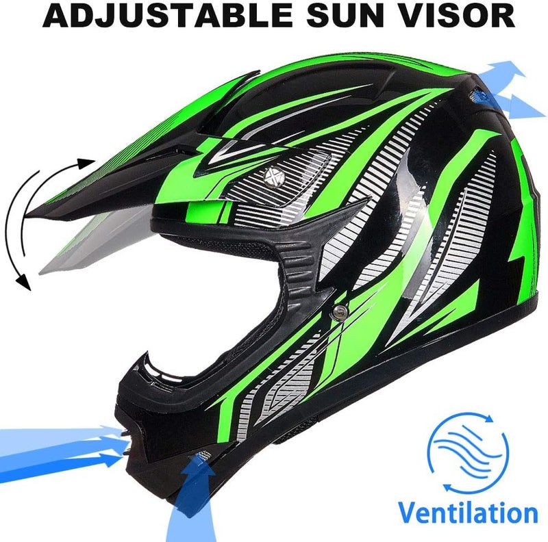 ILM Youth Kids ATV Motocross Helmet with Goggles and Sports Gloves - DOT Approved - Image 5