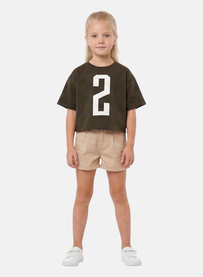 FOREVER 21 Girls' Cropped Graphic Number T-Shirt, Short Sleeve - Image 1