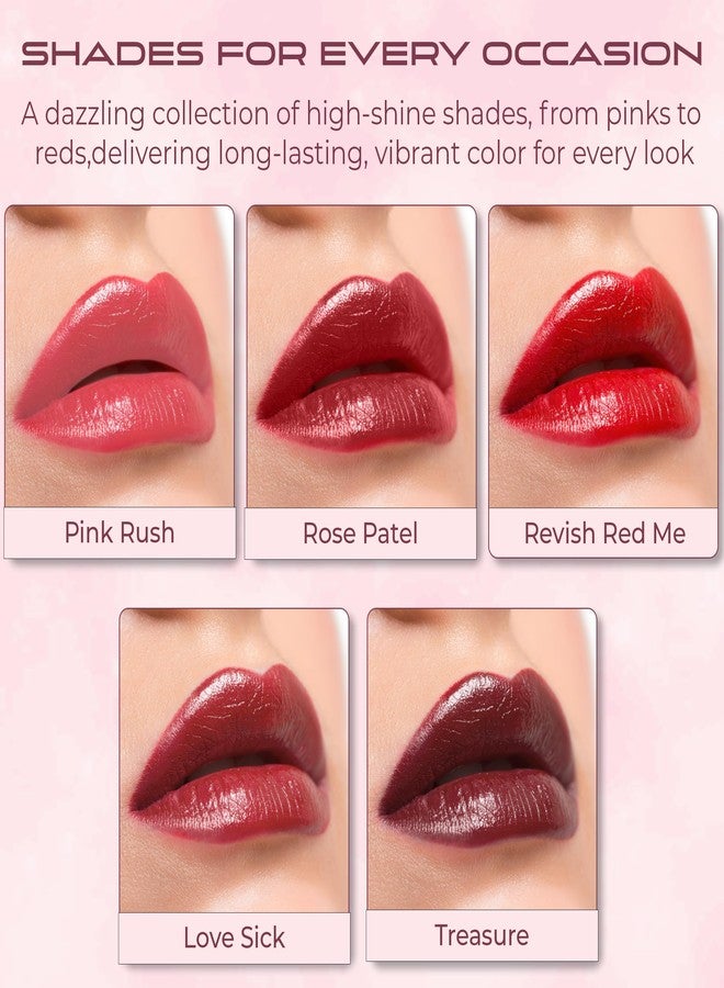 VOTUM Tahari 5pc Lipstick Set - Multi-Finish Lipsticks for Women, Matte, Cream, and Pearl, Long-Lasting Lipstick Color Gift Set (Red) - Image 2