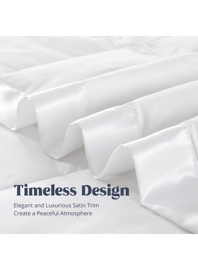 puredown puredown® Blankets Queen Size - Soft Lightweight Down Blanket for All Seasons, Cozy Warm Luxury Bed Blanket with Satin Trim, Cotton Cover, White (90"X90")  - Image 3