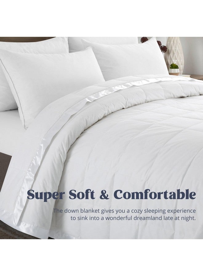 puredown puredown® Blankets Queen Size - Soft Lightweight Down Blanket for All Seasons, Cozy Warm Luxury Bed Blanket with Satin Trim, Cotton Cover, White (90"X90")  - Image 2