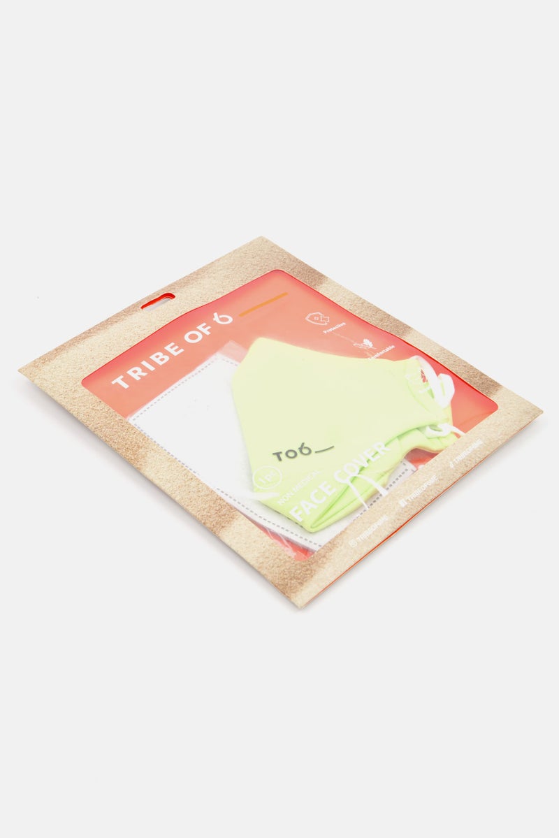 TRIBE OF 6 Women 1 Pc Plain Face Mask, Lime Green - Image 2