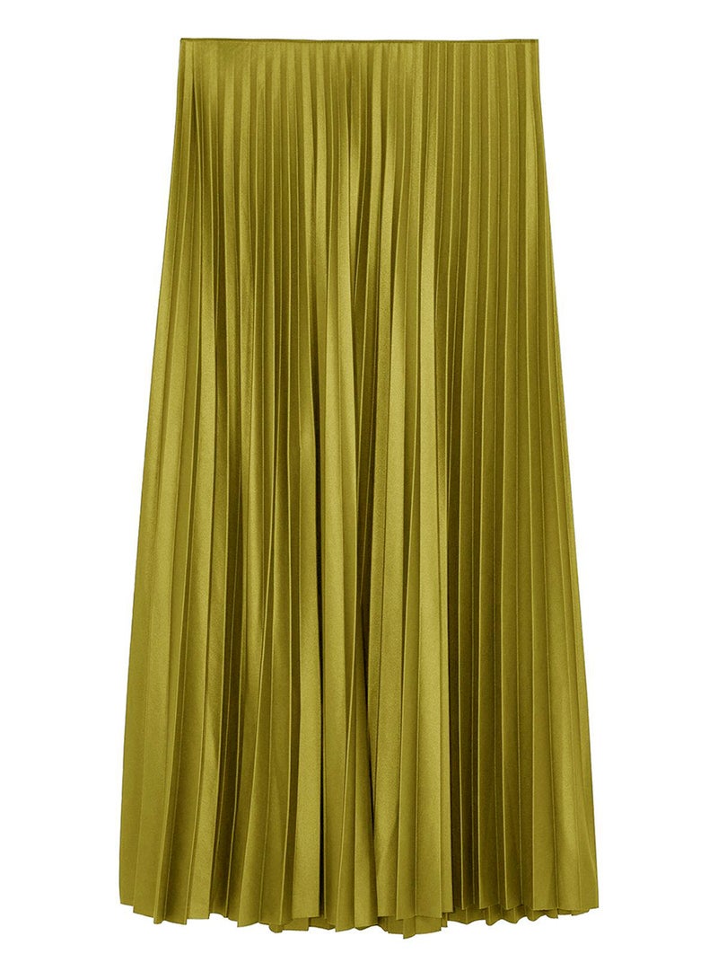 trendyol Oil Green Pleated Maxi Skirt - Image 4