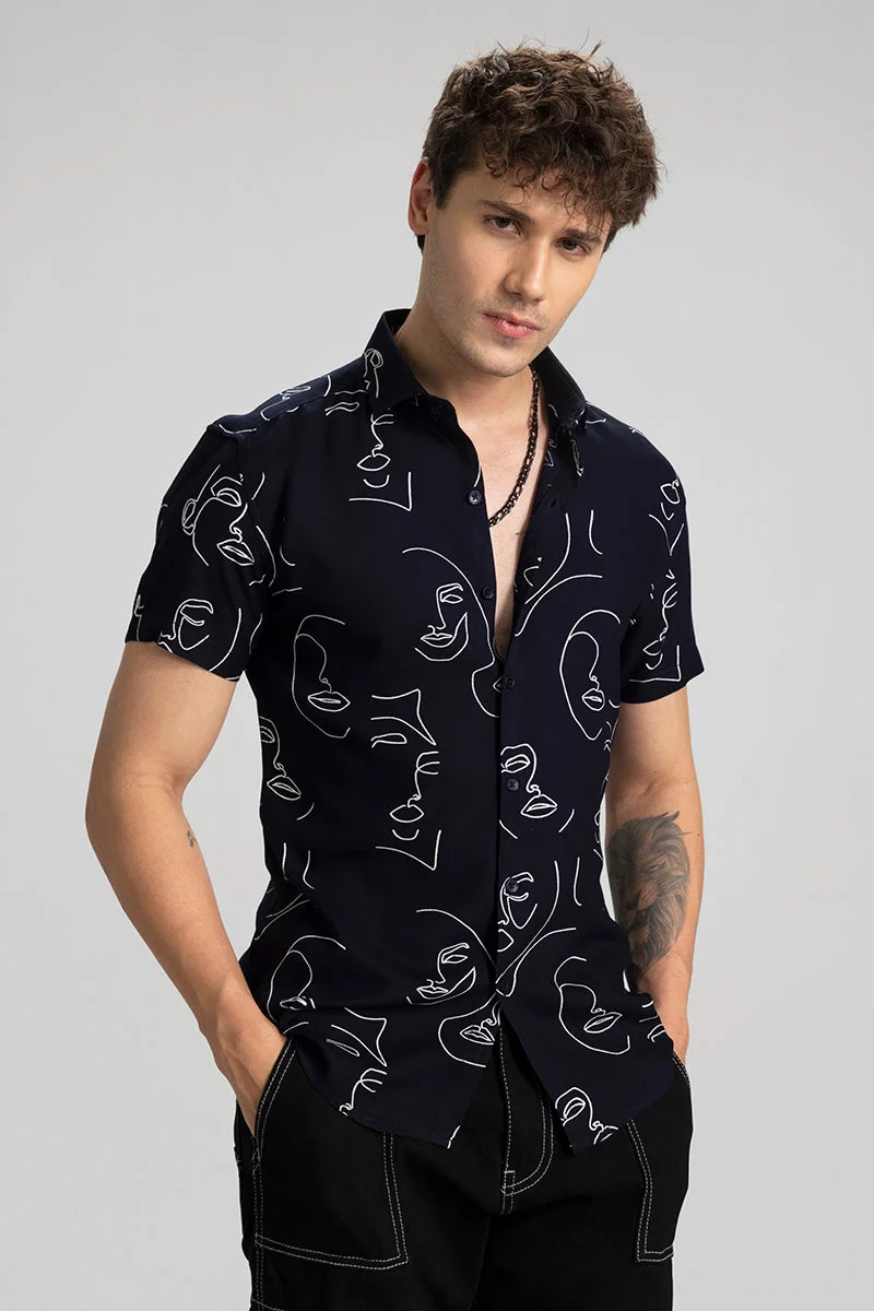 SNITCH Doodle Face Navy Shirt