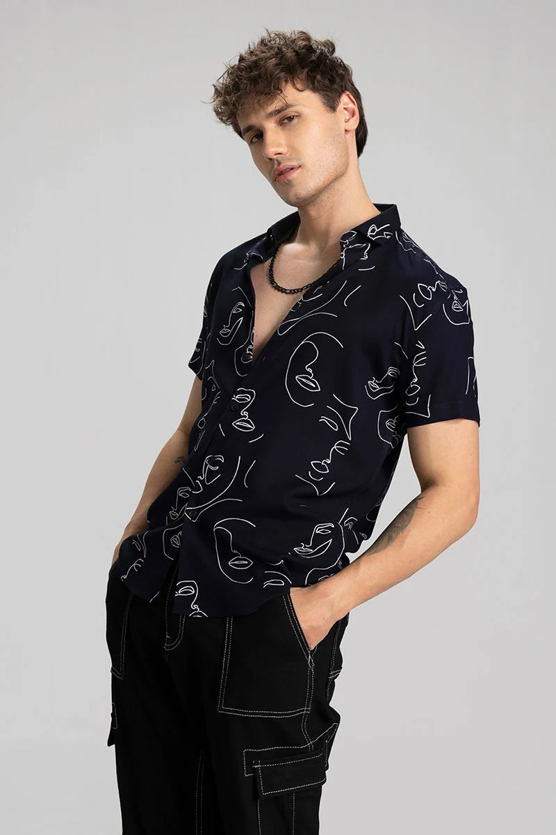 SNITCH Doodle Face Navy Shirt