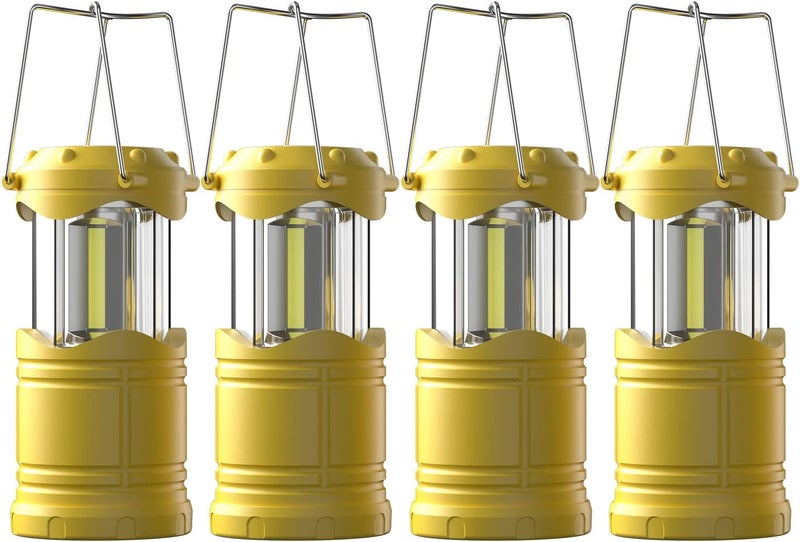 Lichamp LED Camping Lantern, 4 Pack Battery Powered Flashlight for Power Outages, Portable Collapsible Hanging Light Essential for Home, Outdoor, Emergency Lamp Survival Kit Gear for Hurricane, Yellow - Image 1