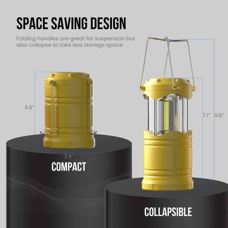 Lichamp LED Camping Lantern, 4 Pack Battery Powered Flashlight for Power Outages, Portable Collapsible Hanging Light Essential for Home, Outdoor, Emergency Lamp Survival Kit Gear for Hurricane, Yellow - Image 2