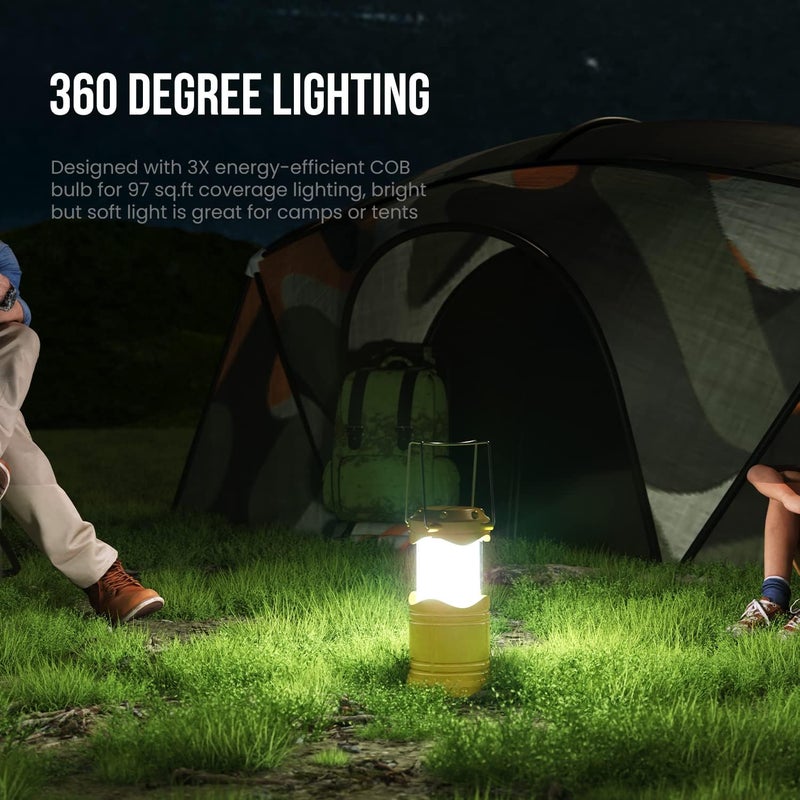 Lichamp LED Camping Lantern, 4 Pack Battery Powered Flashlight for Power Outages, Portable Collapsible Hanging Light Essential for Home, Outdoor, Emergency Lamp Survival Kit Gear for Hurricane, Yellow - Image 5