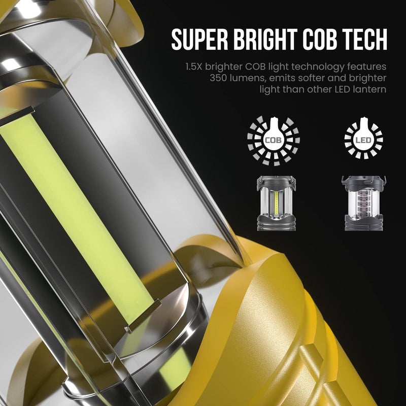 Lichamp LED Camping Lantern, 4 Pack Battery Powered Flashlight for Power Outages, Portable Collapsible Hanging Light Essential for Home, Outdoor, Emergency Lamp Survival Kit Gear for Hurricane, Yellow - Image 3