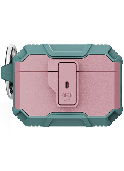 Suitable For AirPods Pro2 Headphone Cover Contrast Color Headphone Cover AirPods4 Generation One-button Open Anti-drop Protective Cover-Color:Pink Green-Applicable Model:Airpods 3 Generation