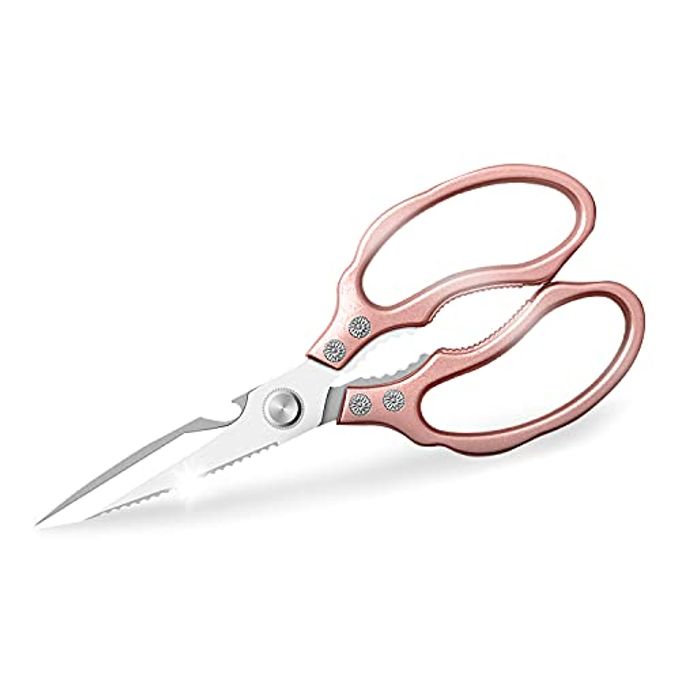AWinjoy Kitchen Scissors, Heavy Duty Sharp Shears Dishwasher Safe, Rose Gold Cooking Accessories for Meat, Chicken, Fish, Poultry, Herb, Bread - Image 4