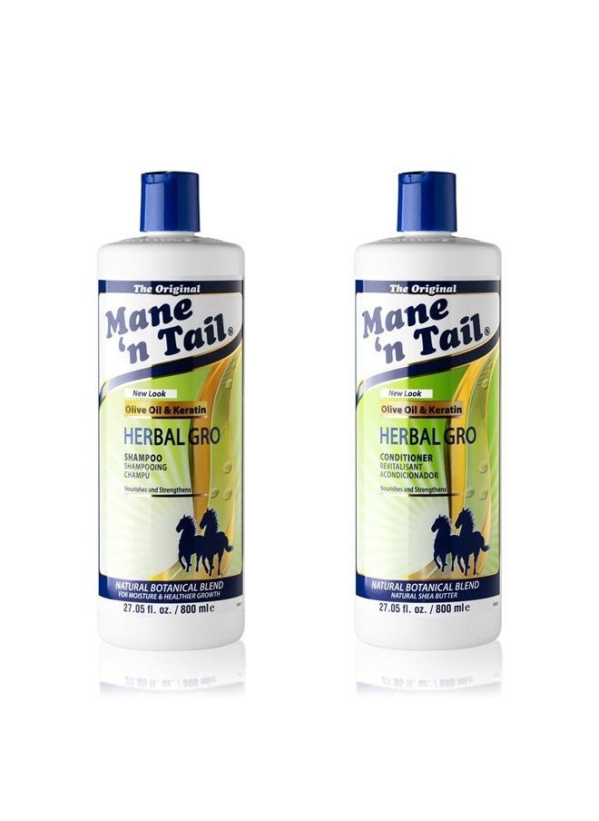 Mane 'n Tail Herbal Gro Shampoo and Conditioner Olive Oil Infused 27.05 Ounce Each  - Image 1
