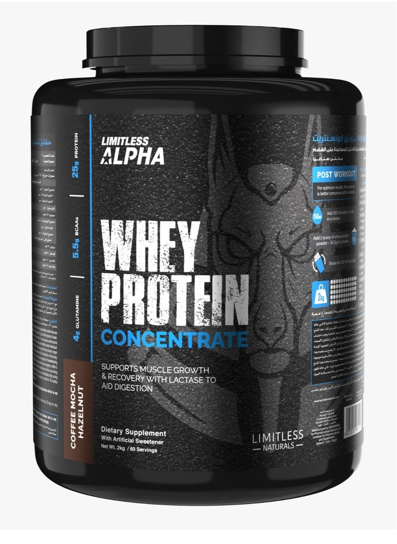 LIMITLESS Alpha Whey Protein Concentrate - Coffee Mocca Hazelnuts 2 KG  - Image 1