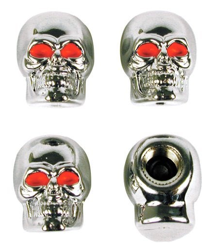 Custom Accessories 16220 Chrome Skull Style Valve Cap Pack of 4