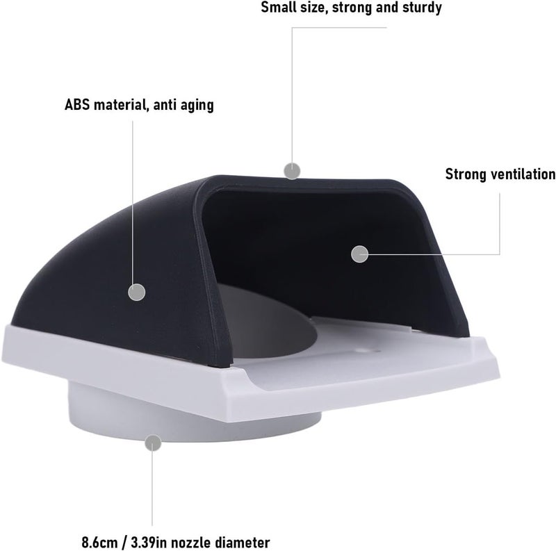 Improved Airflow Boat Ventilation Cover, 3 Inch Marine Suction Exhaust Hood Fan for Motorhome (White & Black) - Image 2