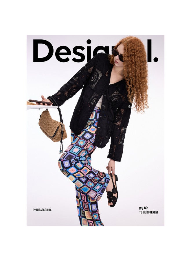 DESIGUAL بلوزة نسائية جديدة من القطن الخالص مع لوحات كروشيه لربيع-صيف 2025 - Image 5