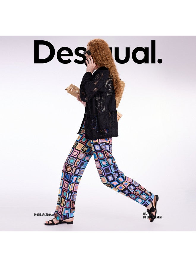 DESIGUAL بلوزة نسائية جديدة من القطن الخالص مع لوحات كروشيه لربيع-صيف 2025 - Image 3