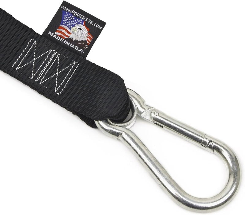 PowerTye Heavy Duty Ratchet Tie-Down Straps - 1.5in x 10ft with Soft-Tye and Carabiner Hooks - Red/Black Pair - Image 3