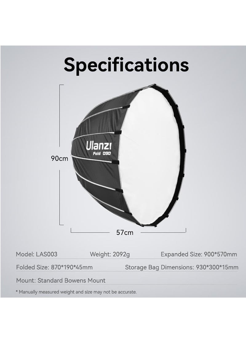 Ulanzi Parabolic Softbox 90cm  with Bowens Mount L055  - Image 2