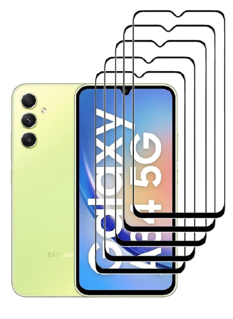 AINA 5 Pieces Tempered Glass Screen Protector 5D Designed For Samsung Galaxy A34 5G Full Glue Edge to Edge Full Screen Coverage And Bubble Free - Image 1