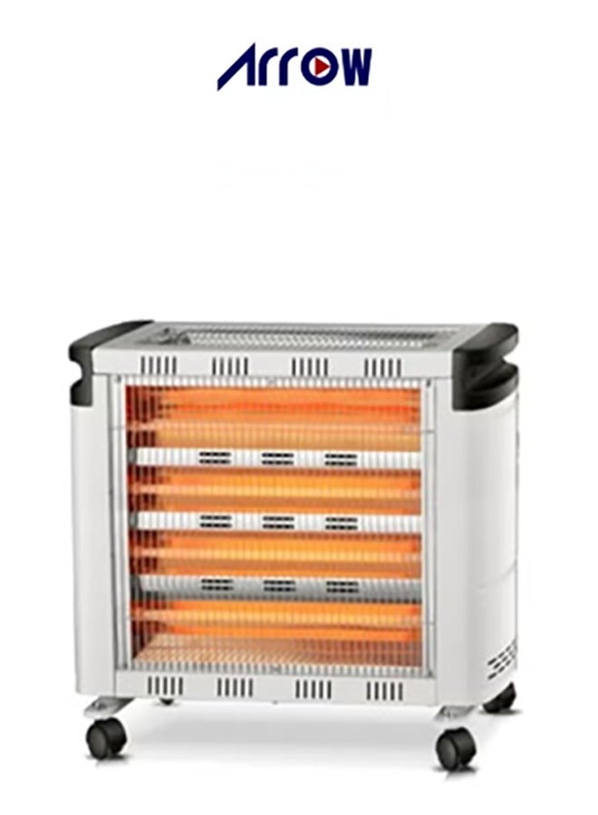 Arrow Quartz Heater with 4 Tubes | 2400W Power, Dual Sided Heating (Top & Front) | 6 Heating Settings | High Efficiency & Energy Saving Room Heater | Tip-Over Protection | Portable with Handle & Castor Wheels | Large-Scale Heating | Adjustable Thermostat & Rotary Control | RO-CP2600H - Image 1